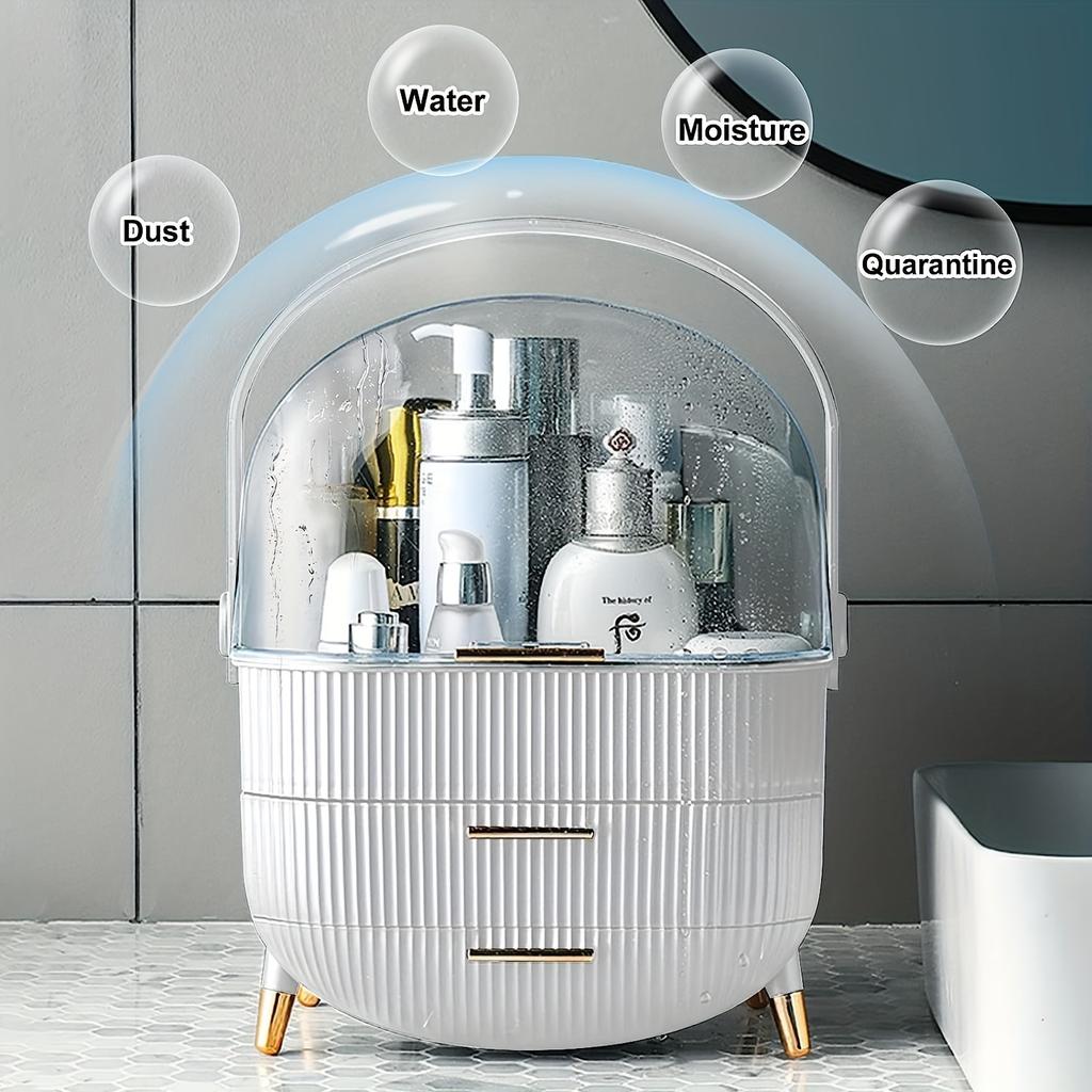 Make Up Organizers and Storage for Vanity, Cosmetics Skincare Organizers with Lid and Drawers, Cosmetic Display Cases for Countertop, Bathroom Dresser
