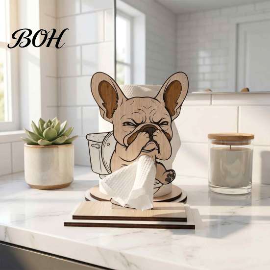 Sustainable Wood Tissue Stand Roll Paper Holder, Creative Animal Shape Dispenser, Vertical Stable Rack, Solid for Kitchen And Bathroom Easy