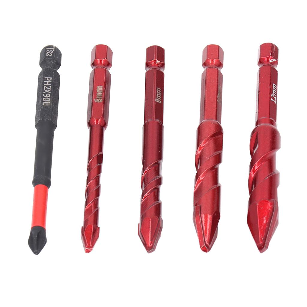 Набор из 5 эксцентриковых сверл 6, 8, 10, 12 мм, 14 дюймов, шестигранный хвостовик, наклонная головка, эксцентриковое спиральное сверло