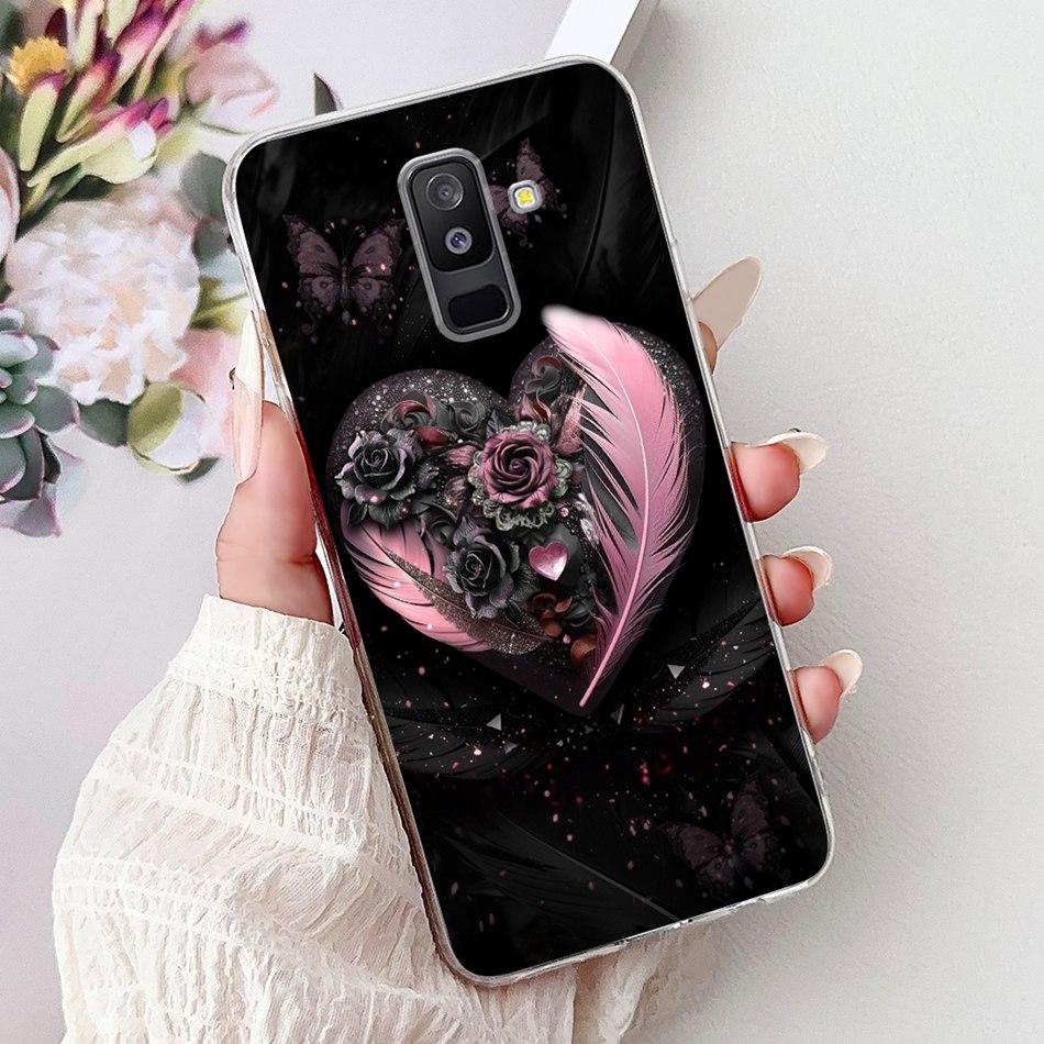 Чехол для телефона Samsung Galaxy A6 Plus 2018 На Samsung A6+ (2018) A6 A600F A605G Элегантные Цветочные Кошачьи Мягкие Силиконовые Прозрачные TPU Чехлы