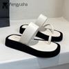 2024 Clip Toe Shoes Woman Two-Tone Flipflops Flock Edege Thong Sandals Mix Color Thicken Sole Slippers Home Ladies Casual Slides