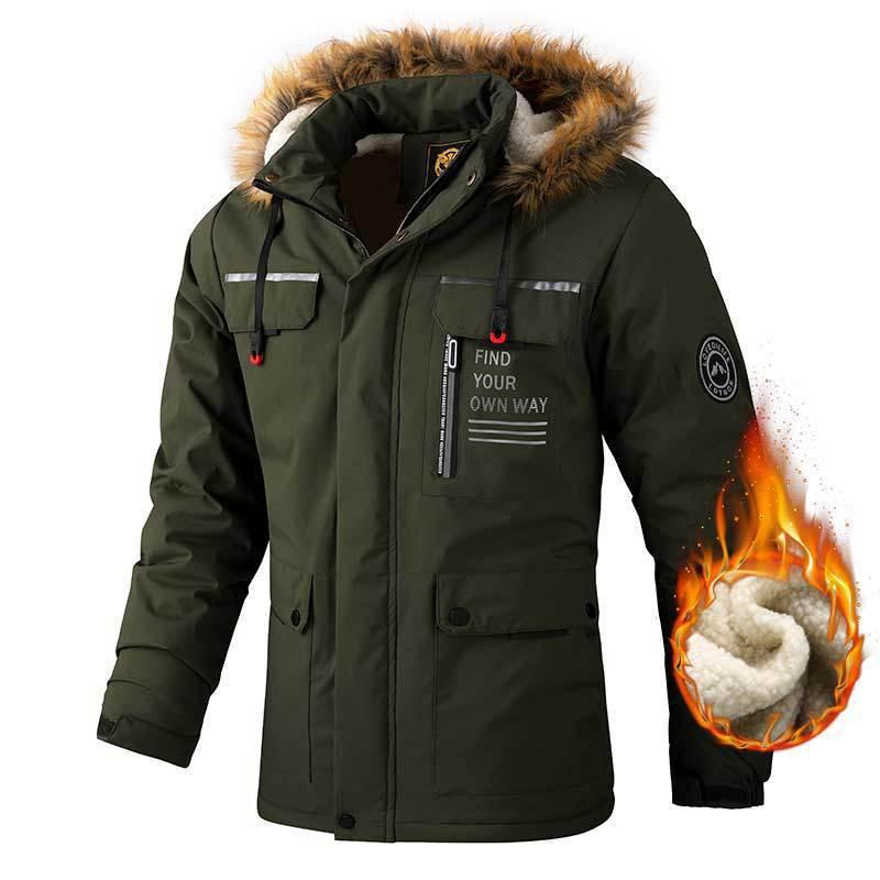 Mens Hooded Waterproof Outdoor Jacket Lightweight Windproof Casual Parka Coat Fall Winter