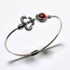 Красный солнечный камень, драгоценный камень 925, посеребренный браслет ручной работы, ювелирный браслет-манжета