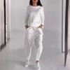 Spring and Autumn Women's Long Sleeve Top Fashion Tie Multi-Pocket Trend Sports Solid Colour Casual Pant Suit