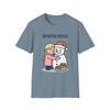 Unisex Softstyle T-Shirt Girl Hugs Snowman Blonde Snow Winter Christmas