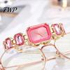 Sparkling Women Watch Ladies Bracelet Quartz Rhinestone Rectangular Dial Dress Faux Diamond Wristwatch for Elegant Jewelry Timepiece Eye-catching