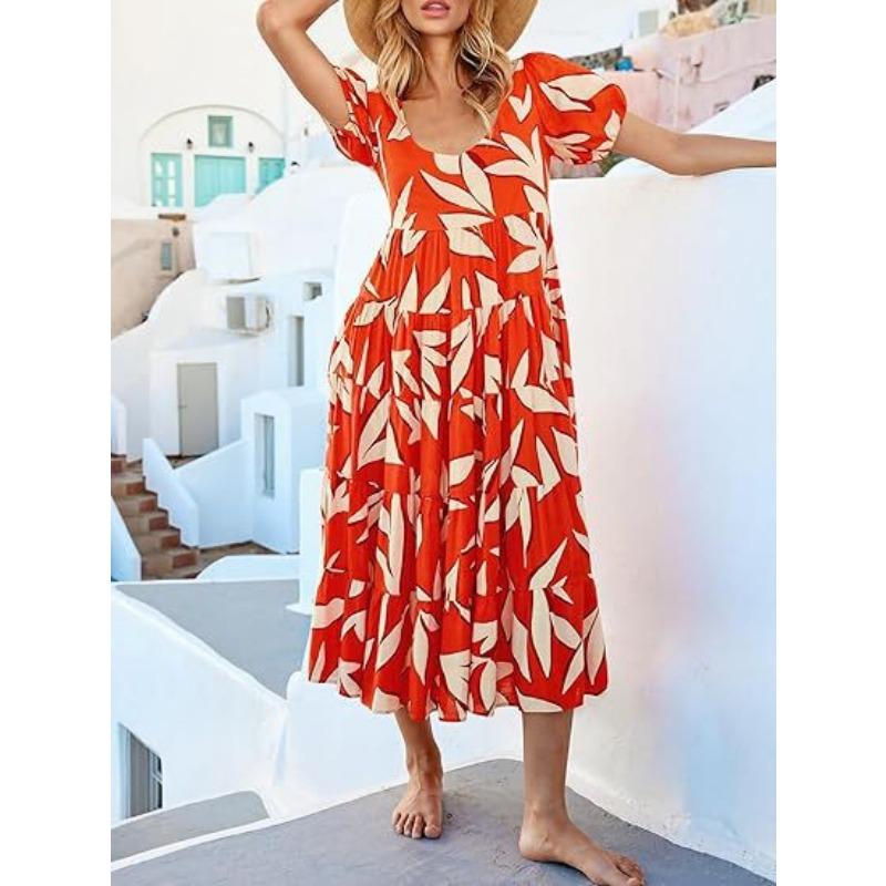 Женская одежда Платье с короткими рукавами, короткими рукавами, с зауженной спиной и принтом в виде сеточки