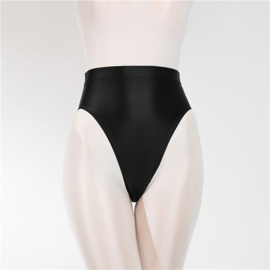 Women Panties Glossy High Waist Breathable Elastic Friendly To Skin Close