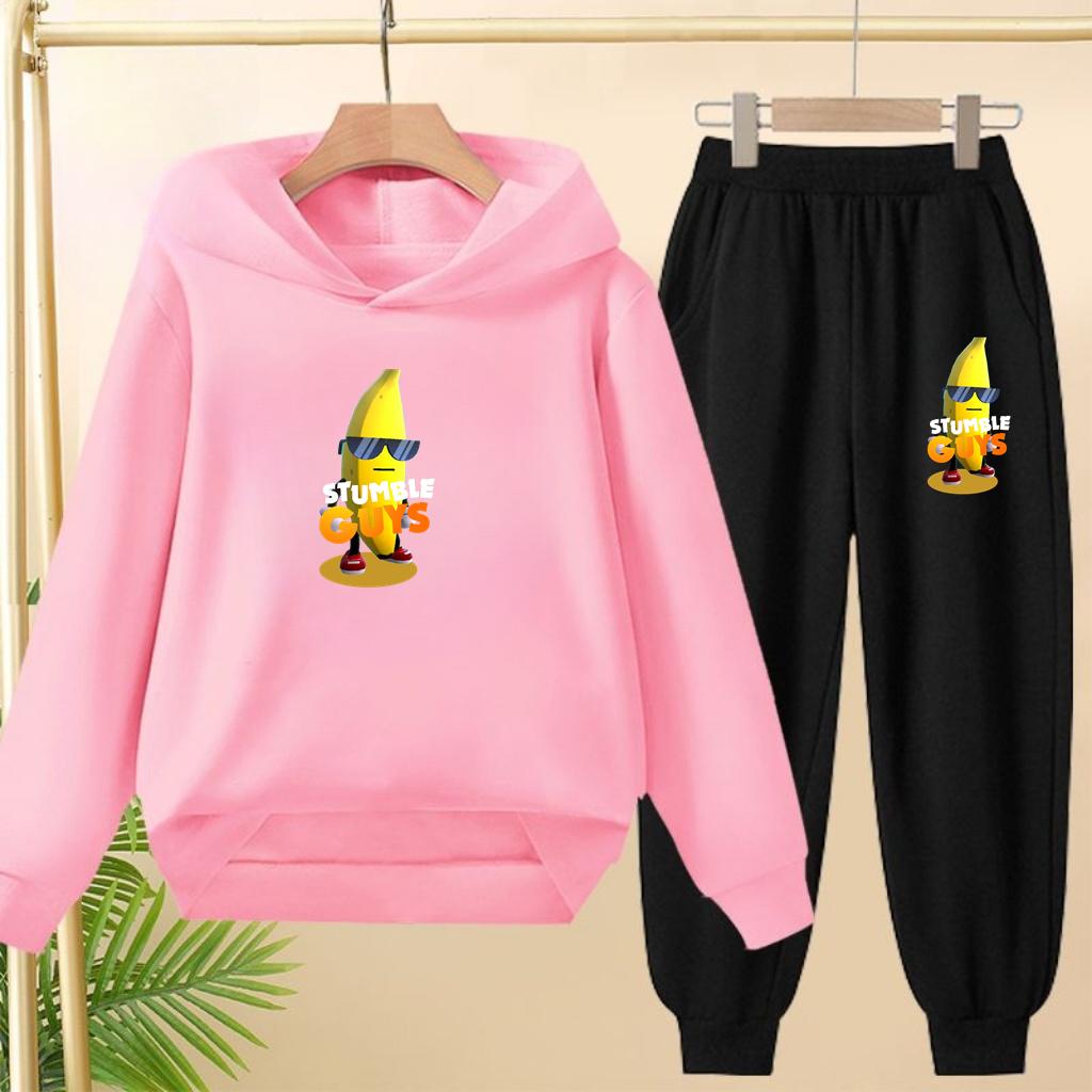 Children's Hoodie Pullover 3-12Yrs Anime GUYS Print Charming Coat Sweatshirt+Pants Boys Girls Toddler Trendy Clothes Leisure Set