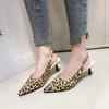 Women's Shoes 2024 Brand Slingbacks Women's High Heels Fashion Leopard Print Office and Career Sexy Pointed Toe Toe Cap Sandals
