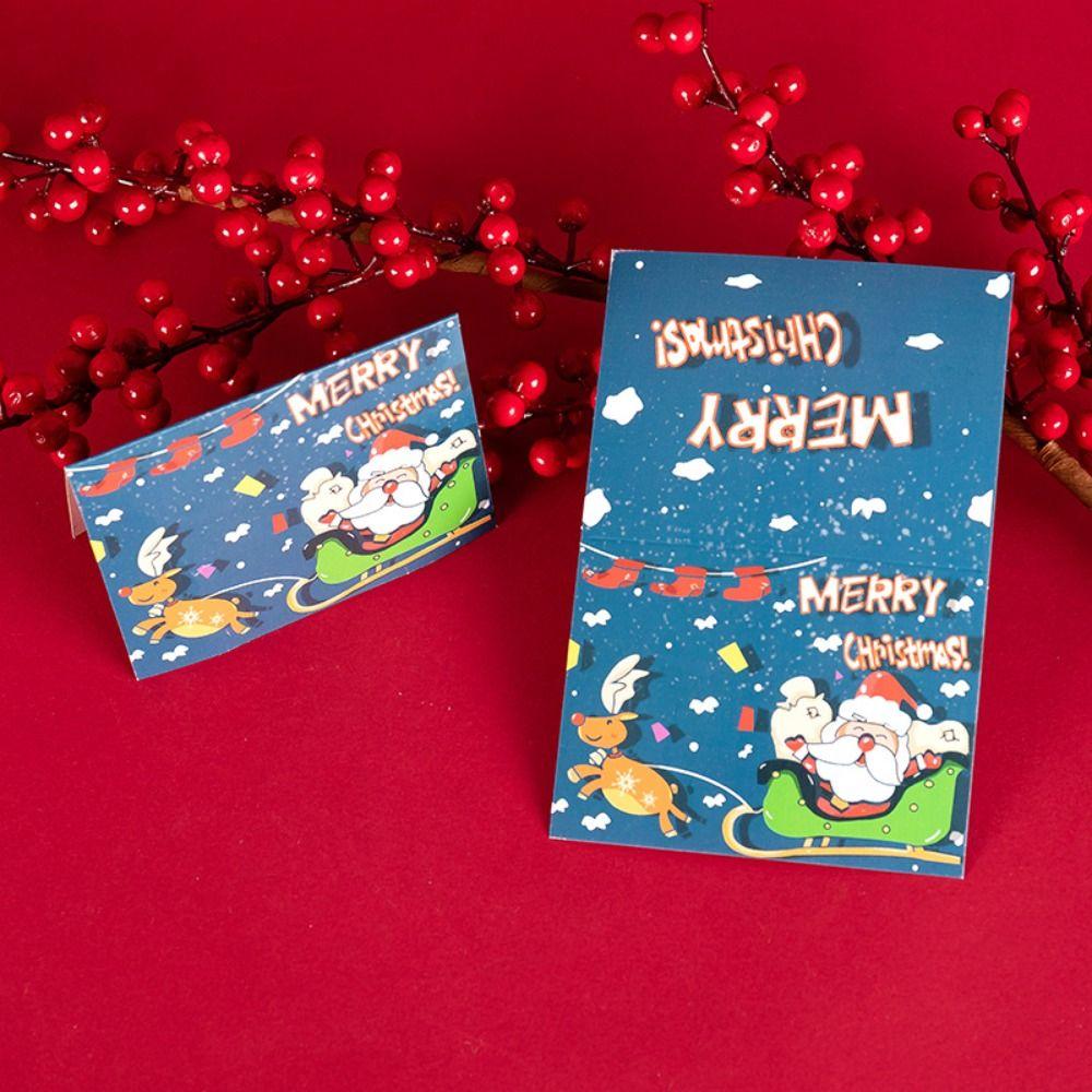 50Pcs Christmas Greeting Card Kids Mini Christmas Blessing Greeting Cards Envelope New Year Postcard Gift Card Xmas Party