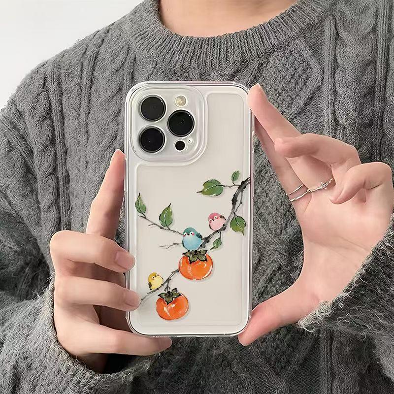 Чехол для iPhone «Ветка и Птичка»: Совместим с iPhone 14, 15 Pro, 16 Pro Max, Ударопрочный, Полное покрытие, Простой дизайн