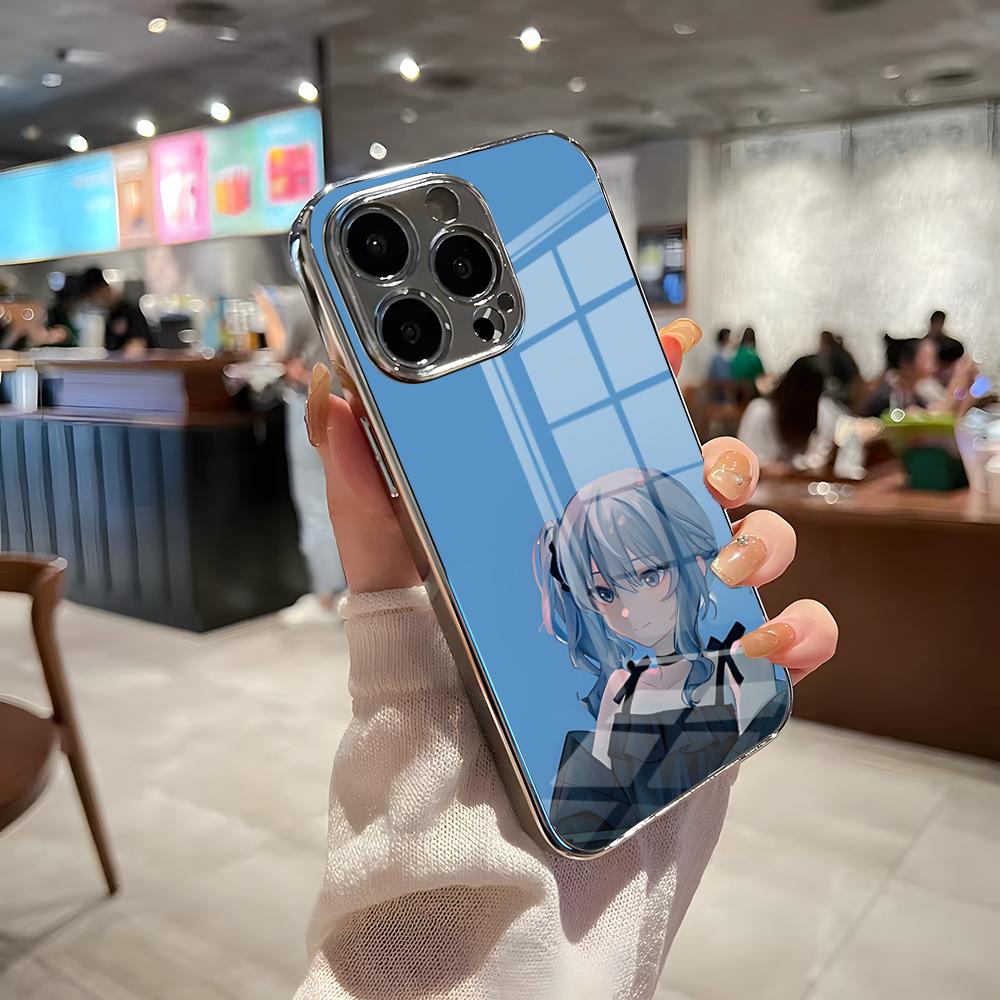 Чехол для телефона H-Hoshimachi Suisei Для IPhone 17 Pro Max 15 Pro 16 14 Plus 12 13 Mini 11 Pro Ударопрочный Электрооplated Стеклянная крышка