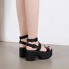 Новое поступление, летние женские босоножки на платформе, сандалии с ремешком на щиколотке на толстой подошве, черные туфли на высоком каблуке с открытым носком, готическая обувь