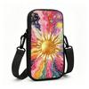 2D-Psychedelic Celestial Golden Sun Cosmic Swirl Starburst Metallic Texture Acrylic Style Art Print Crossbody Phone Bag