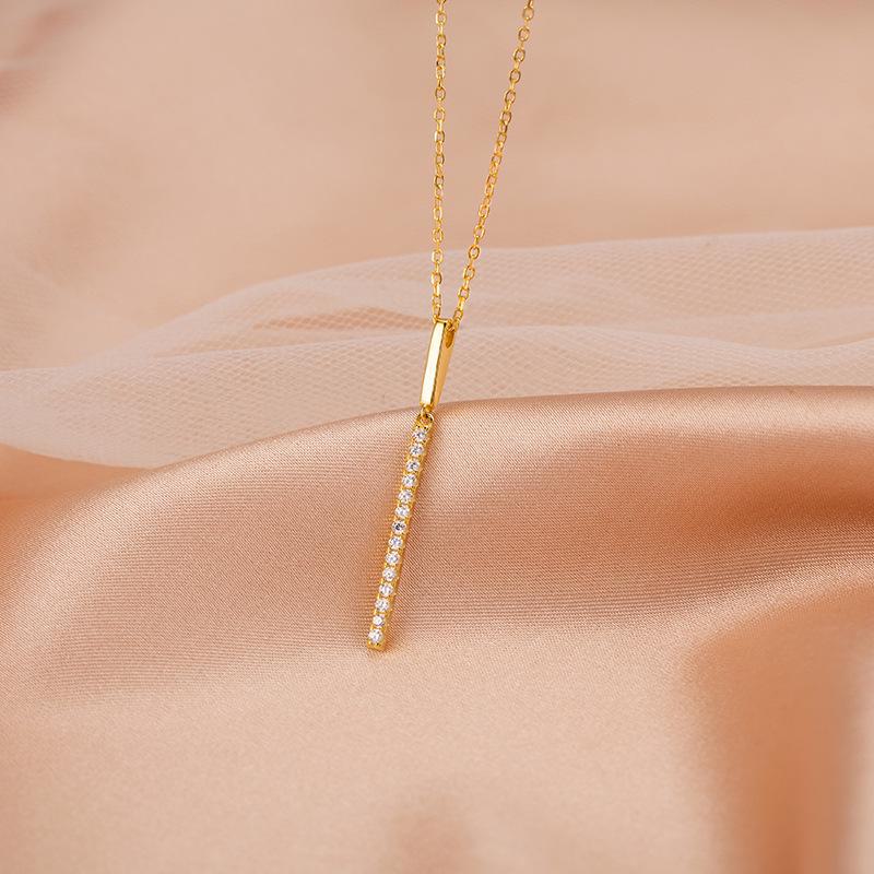 Ожерелье Banyan Tree S925 Silver Zircon Linear - элегантная вертикальная цепочка для женщин на ключицу