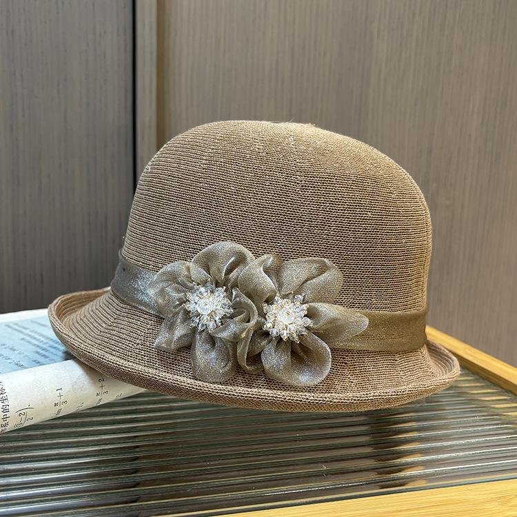 Versatile curled top hat spring and summer new sunshade sunscreen knitted bucket hat foreign style shows washbasin hat tide