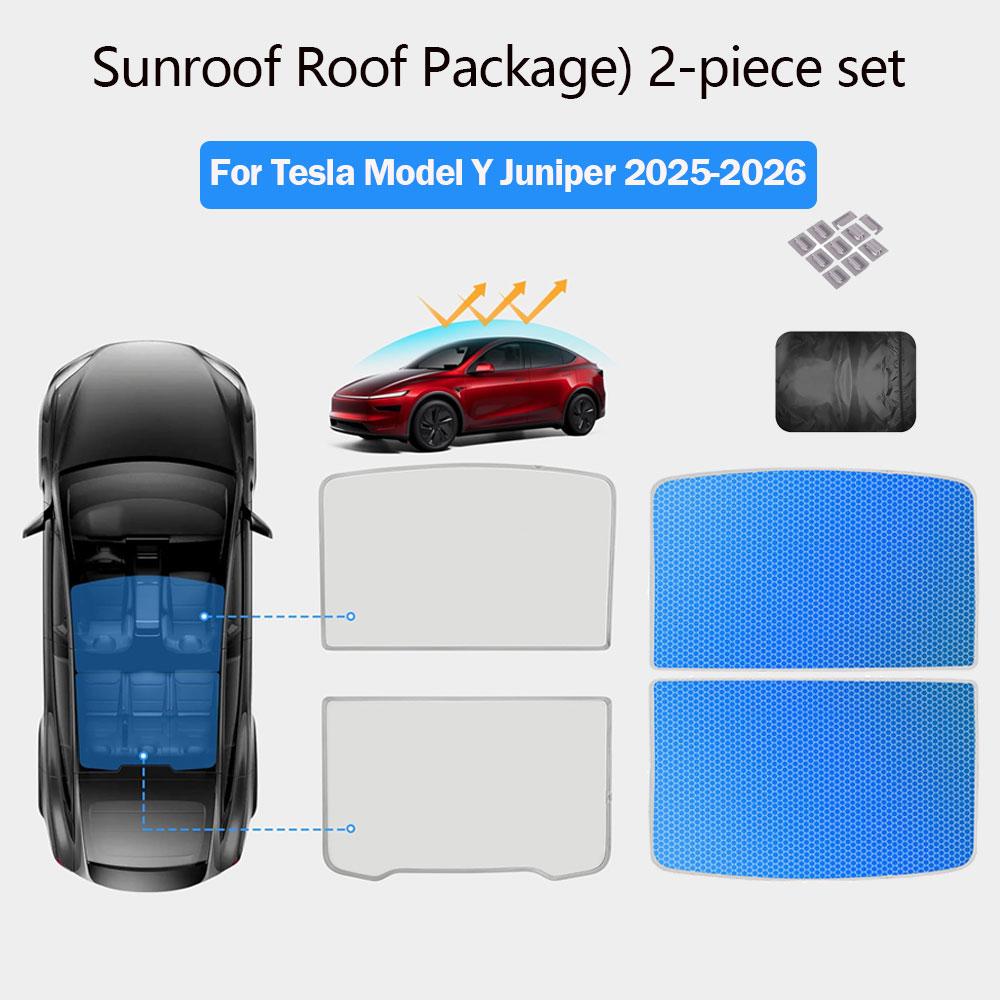 Sun Shades For Tesla Model 3 Highland Model Y 2017-2026 Ice Cloth Buckle Sun Pare Glass Front Rear Sunroof Skylight Accessory