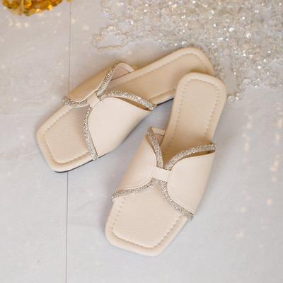 Модные женские тапочки  Летние новые с открытым носком Женская обувь  Стразы Модные Дышащая сетка  Женщины