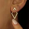 Geometric Square Detachable Triangles Stud Earrings for Women Fashion Jewelry Minimalist Accessories Party Gifts