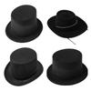 Dress Up Magician Top Hat for Adult Theme Party Hat with Roll Trim Costume Gentleman Top Hat HippiesHat Stage Hat