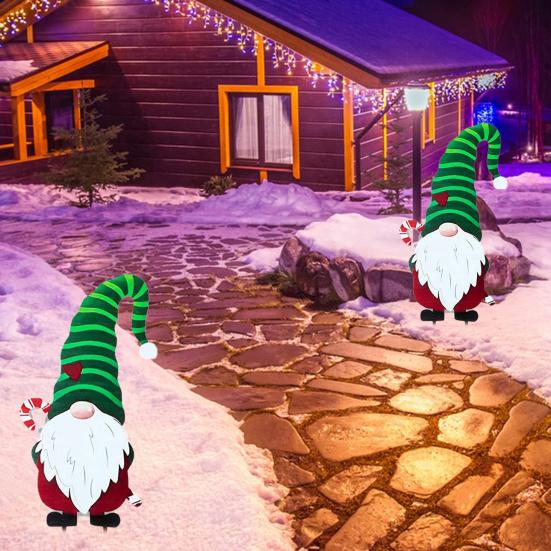 Рождественские декоративные гномы Колья Симпатичные садовые металлические гномы во дворе Художественная вывеска Вставка на лужайке Праздник Новый год Домашние уличные колья Рождественские украшения