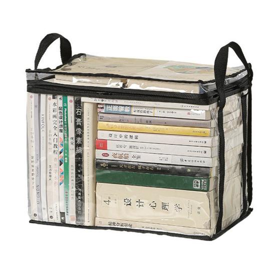 Multifunctional Storage Box Foldable Book Box with Handle Zipper Closure Waterproof Toy Box Transparent Storage Case