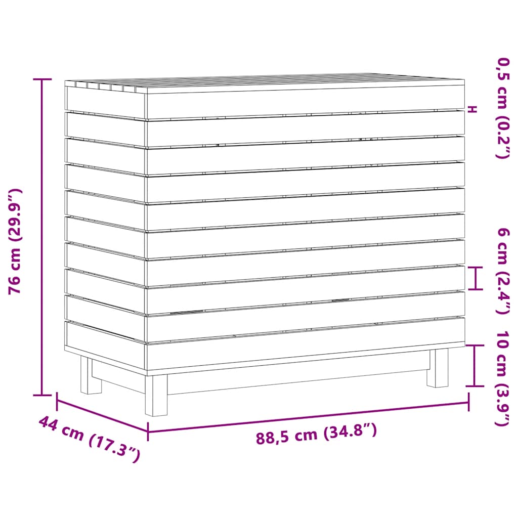 Laundry Hamper 88.5 x 44 x 76 cm Solid Pine Wood