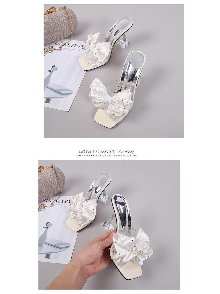 Туфли-шпильки с милым бантом в стиле феи: Женские корейские сандалии лето 2023