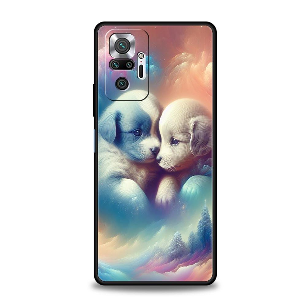 Милый чехол для телефона с собачкой для Redmi 14C 10C Note 15 14 13 12 10 11 K40 Pro Plus 5G Ударопрочный мягкий ТПУ корпус Fundas Сумки