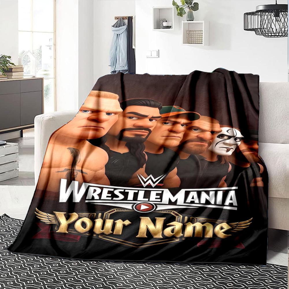 Wrestlemania Customize Text Blanket Cozy Customizable Blanket Durable Comfort Perfect for Nap Chair Living Room Office Four Seasons Multipurpose