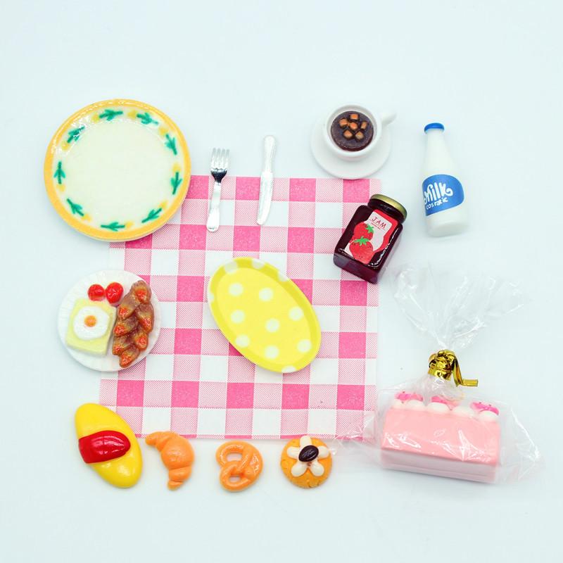 1 Набор Кукольный домик Мини Завтрак Игра Дим Сам Хлеб Джем Тарелка Модель Миниатюрная Кухня Готовка Выпечка Модель Сделай сам Кукольные Аксессуары