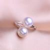 seniko Double Natural Freshwater Pearl Rings For Women Fashion Female Ring Pearl Jewelry Adjustable Ring