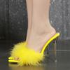 Maogu Stiletto Peep Toe Mules Lady Slides Shoes Transparent Cabolt Summer Sexy Feather Woman Slippers Perspex High Heels Zapatos