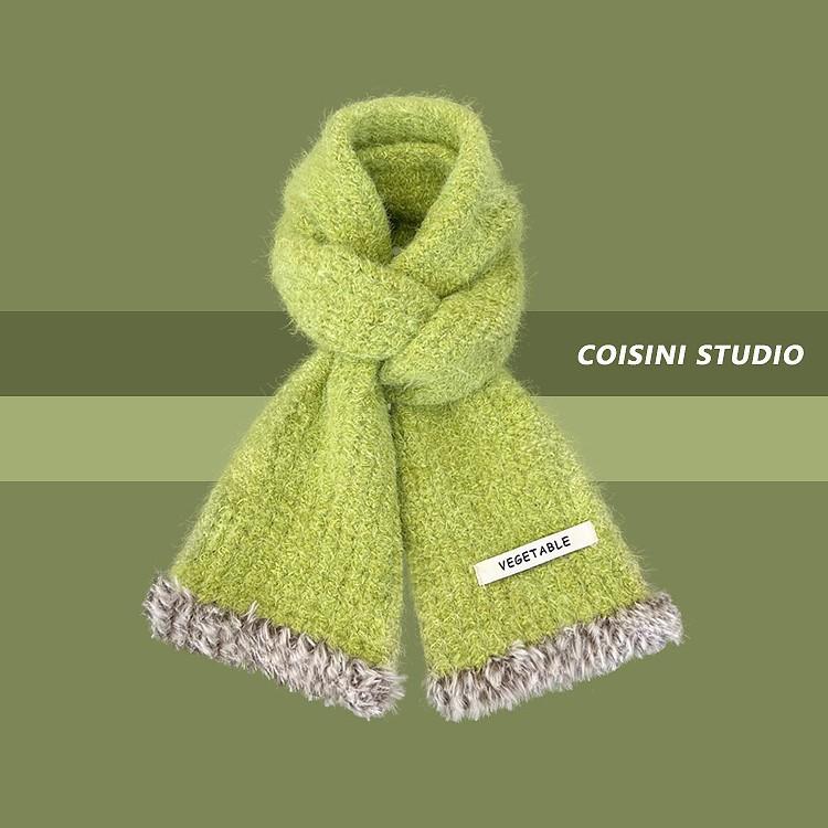 New Soft and Waxy Raw Edge Knitted Small Scarf for Women In Autumn and Winter Warm and Versatile Student Couple Woolen Scarf Trendy