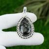 Natural Black Rutile Gemstone Pendant 925 Sterling Silver Jewelry For Women