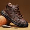 Spring/ AutumnMen's High-top Casual Sneakers Handmade Leather Shoes Plus Size 39-48