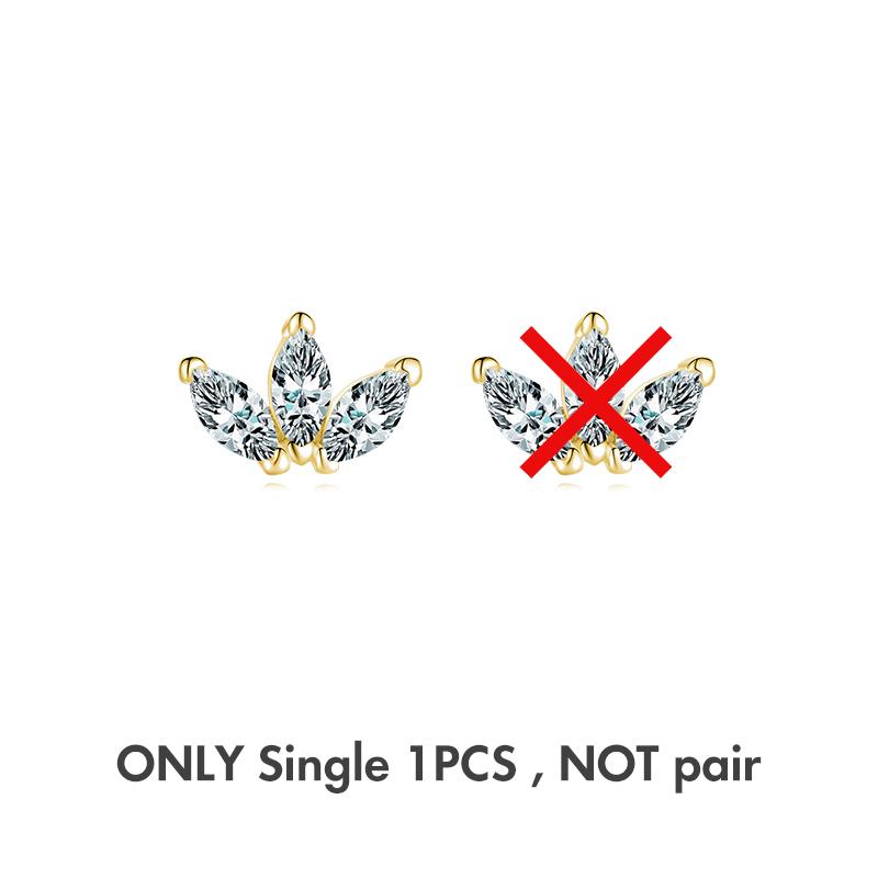 Modian 1 Piece Gold Geometric Shape Stud Earring 925 Silver Sparkling Clear CZ Earrings For Women Collocation Jewelry