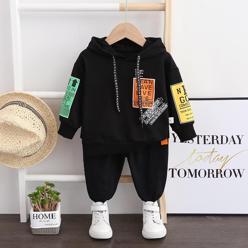 Spring Autumn Baby Boys Girls Cotton Clothes Children Letter Hooded Pants 2Pcs/sets Infant Kid Fashion Toddler Casual Tracksuits