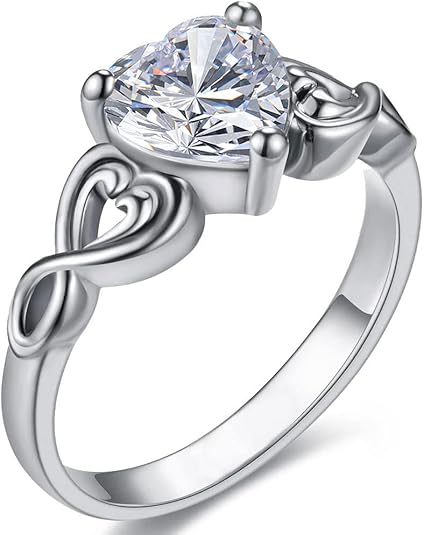 Позолоченное 18 каратным розовым золотом Кольцо-сердце с кубическим цирконием Halo Обручальное Обручальное на Обещание Вечность Кольцо на День Святого Валентина для Женщин Размер 6-10