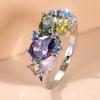 Fashion Colorful CZ Zircon Rings for Women Silver Color Finger Ring Cocktail Party Festival Jewelry Gift