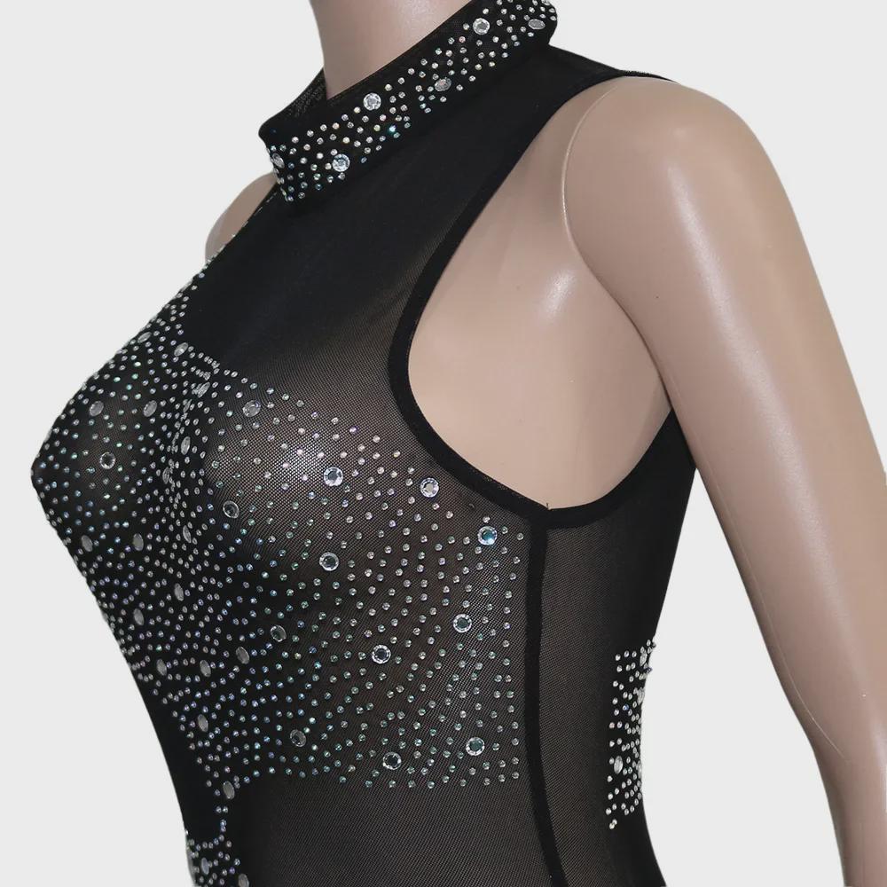 Women's Rhinestone Sleeveless Evening Dress