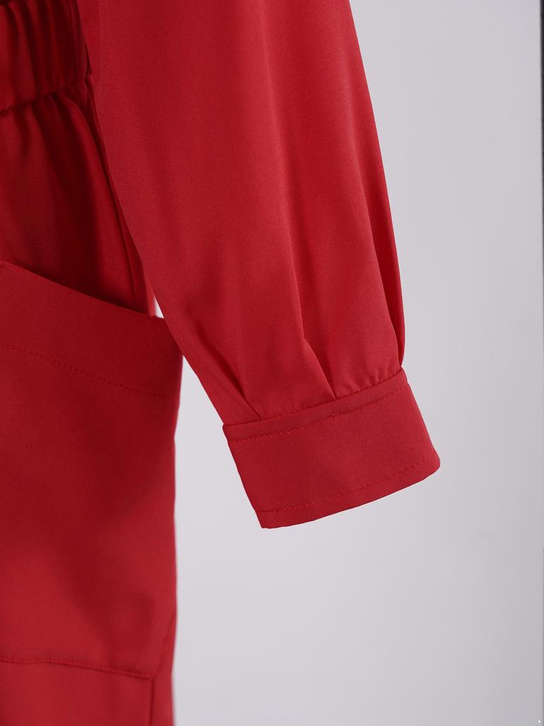 Girls Practical Wear Stand Collar Jumpsuit for Daily Activities