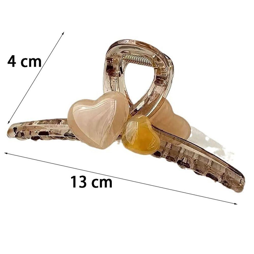 High Elastic Hair Clip Jelly Color Shark Clip Sweet Love Heart Hairpin Women