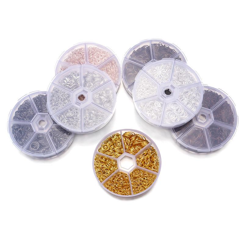 1040 шт. Коробка Железные соединительные кольца для DIY украшений ручной работы - Одинарные / Закрытые кольца