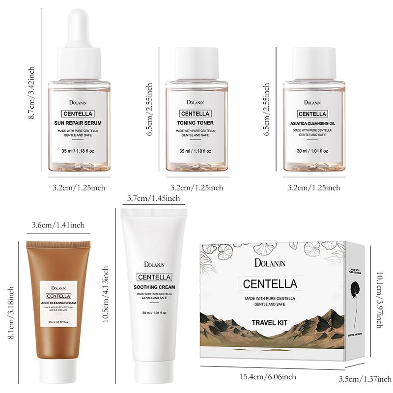 DOLANJN 5 шт. Набор для ухода за кожей Centellasun Сыворотка для восстановления после солнца Тонизирующий тонер Очищающее масло с центеллой Азиатская Очищающая пенка для проблемной кожи и Успокаивающий крем