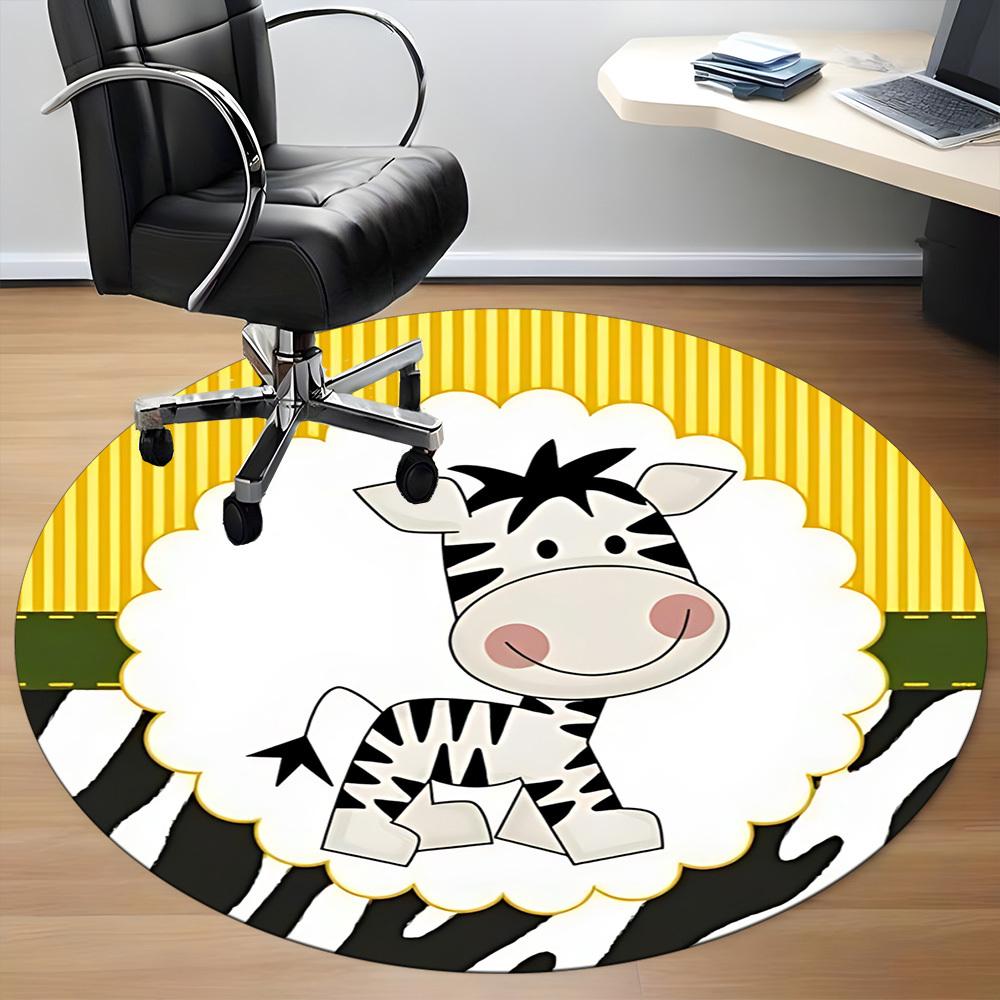1pc Zebra, CartoonChair Carpet for Office, Indoor Non-Slip Washable Polyester Fiber Carpet, Mat For Office, Machine Washable