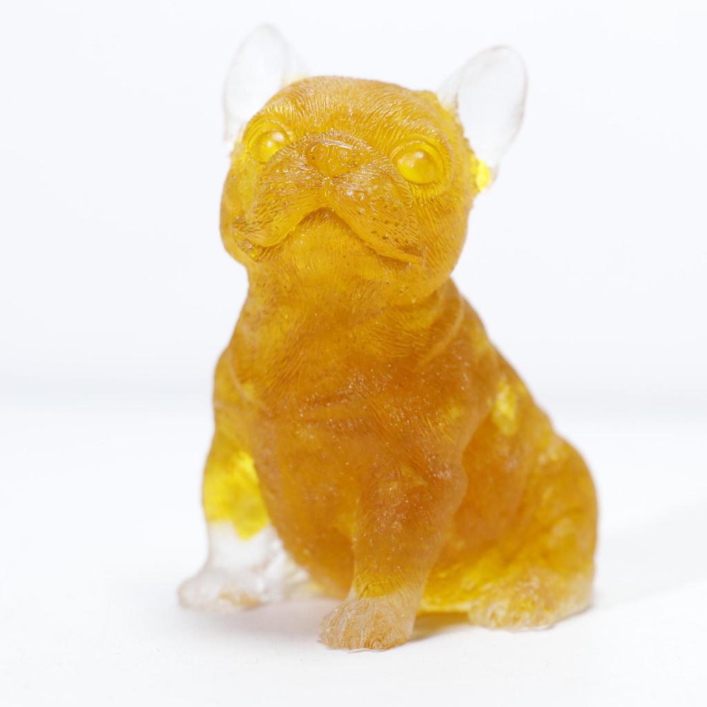 Charming Wangcai French Bulldog Figurine: Crystal Chip Stone Resin Craft