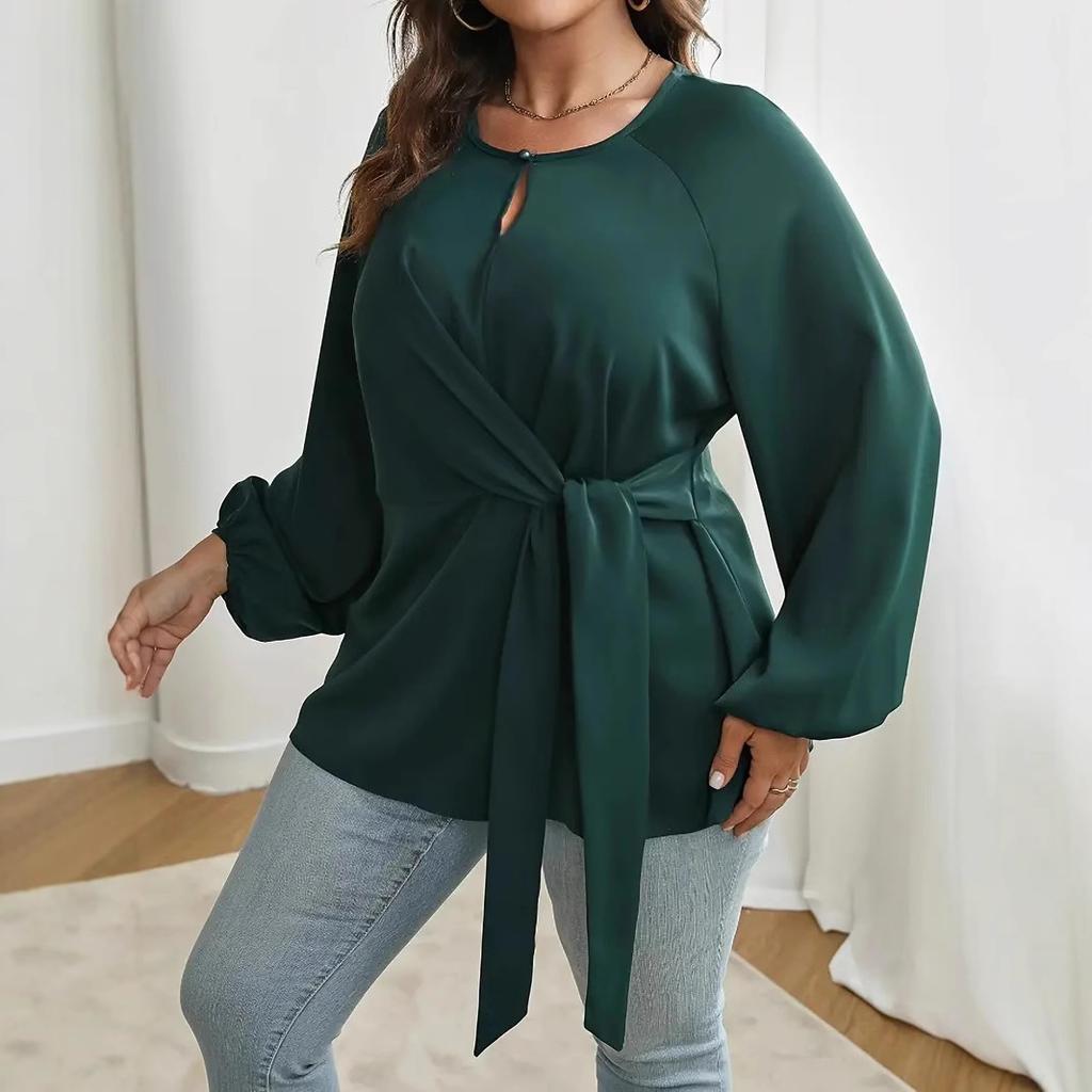 Женские топы с завязками, свободные рубашки с длинным рукавом и завязками больших размеров