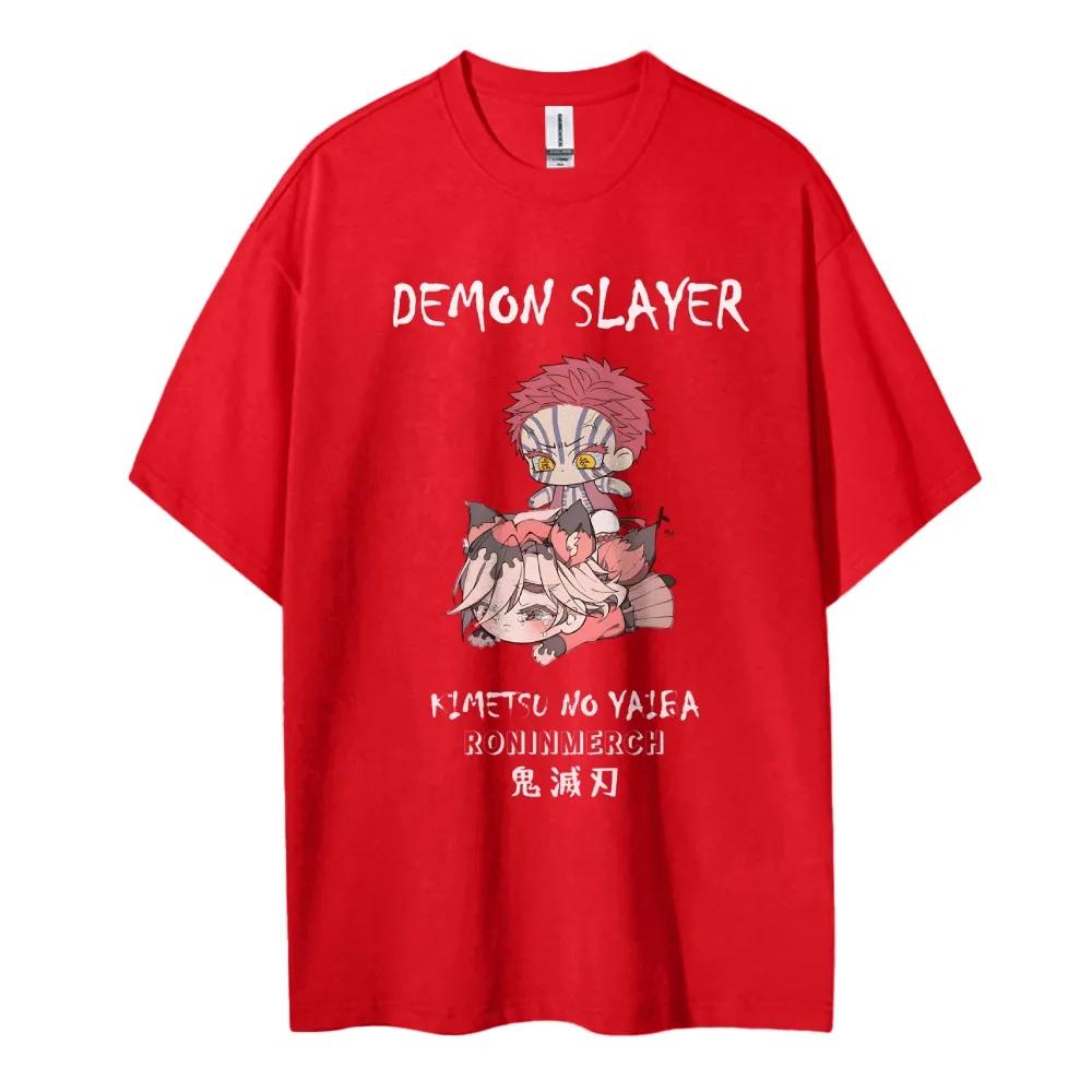 Летняя повседневная одежда с принтом Demon Slayer, короткий рукав, мужская удобная одежда, мужская одежда, топ с коротким/полурукавом